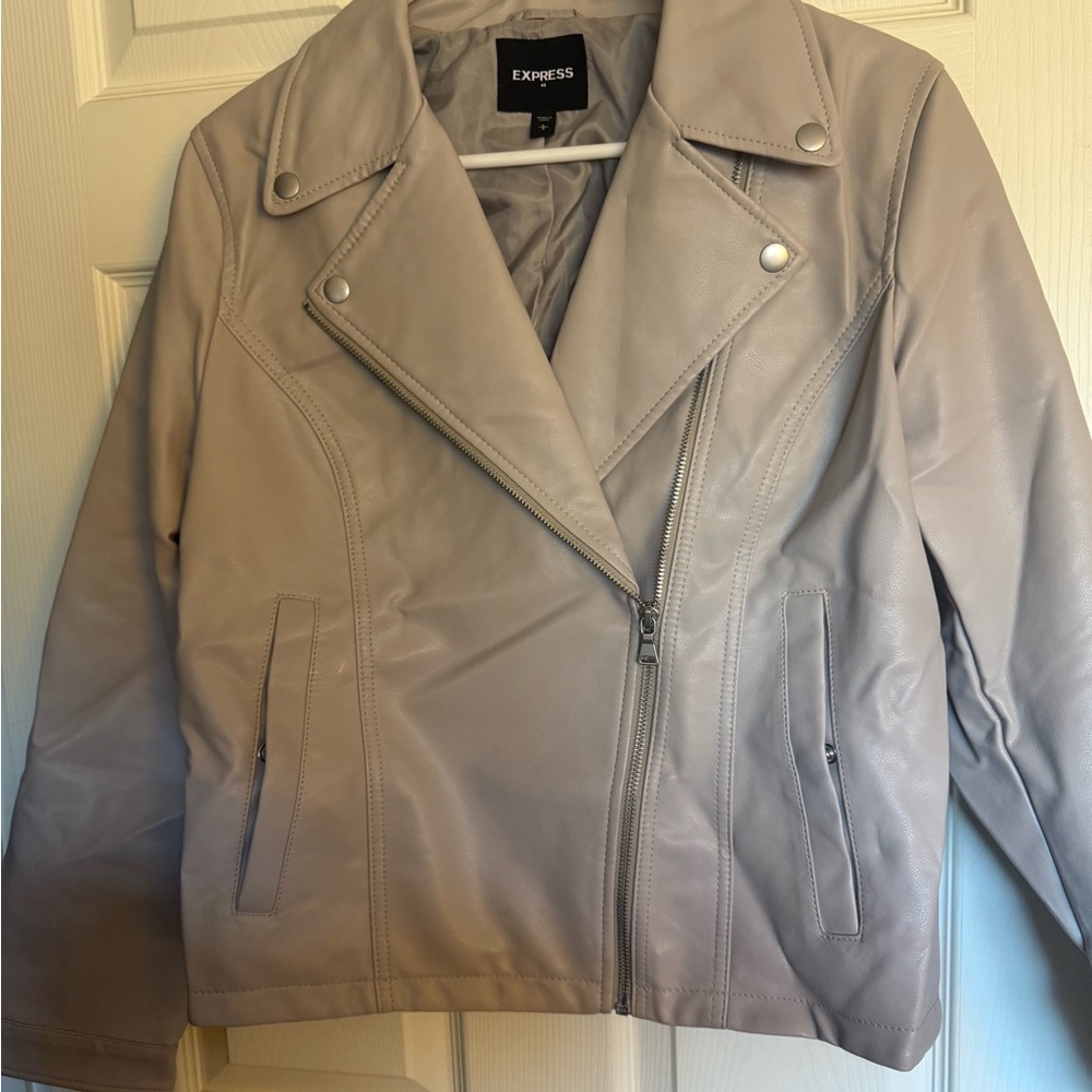 Express Women's Gray Vegan Leather Jacket